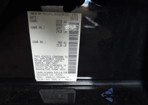 2019 Nissan Altima 2.5 Sr from USA, damaged, VIN 1N4BL4CW6KN301438